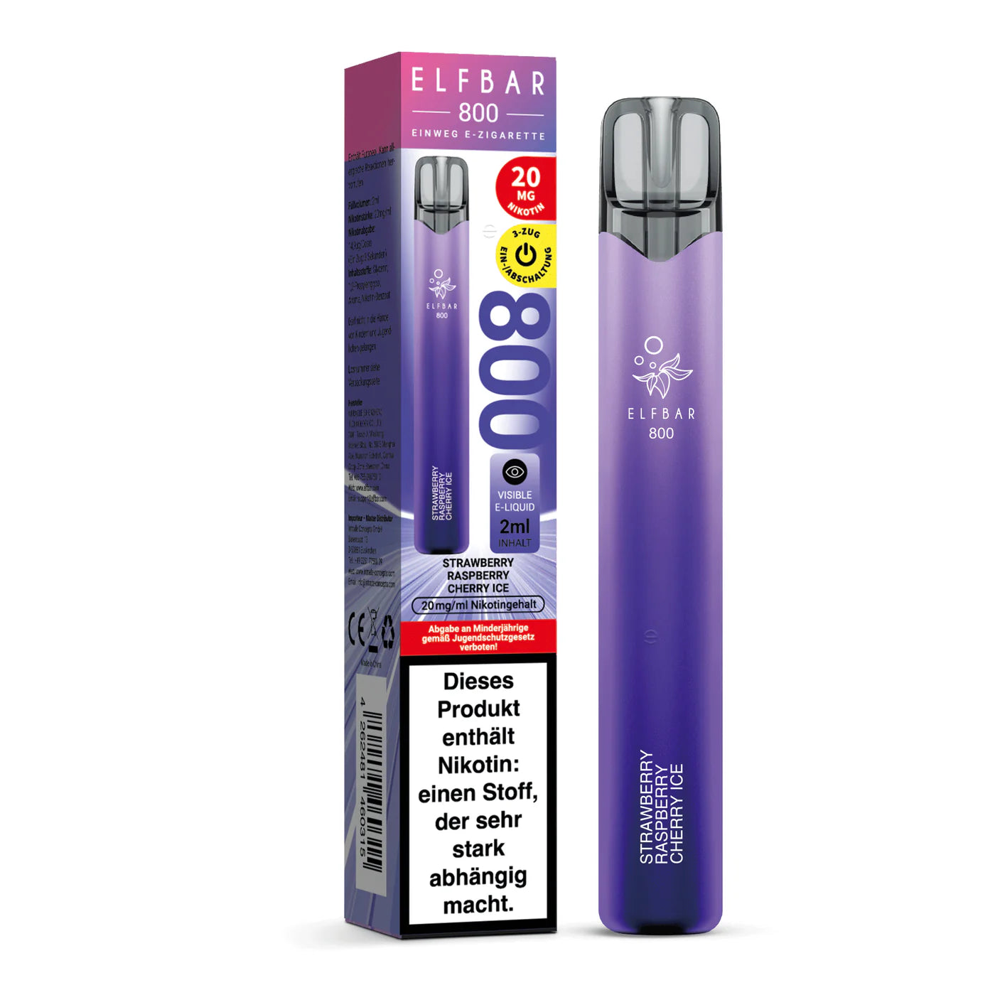 Elfbar 800 strawberry raspberry cherry ice