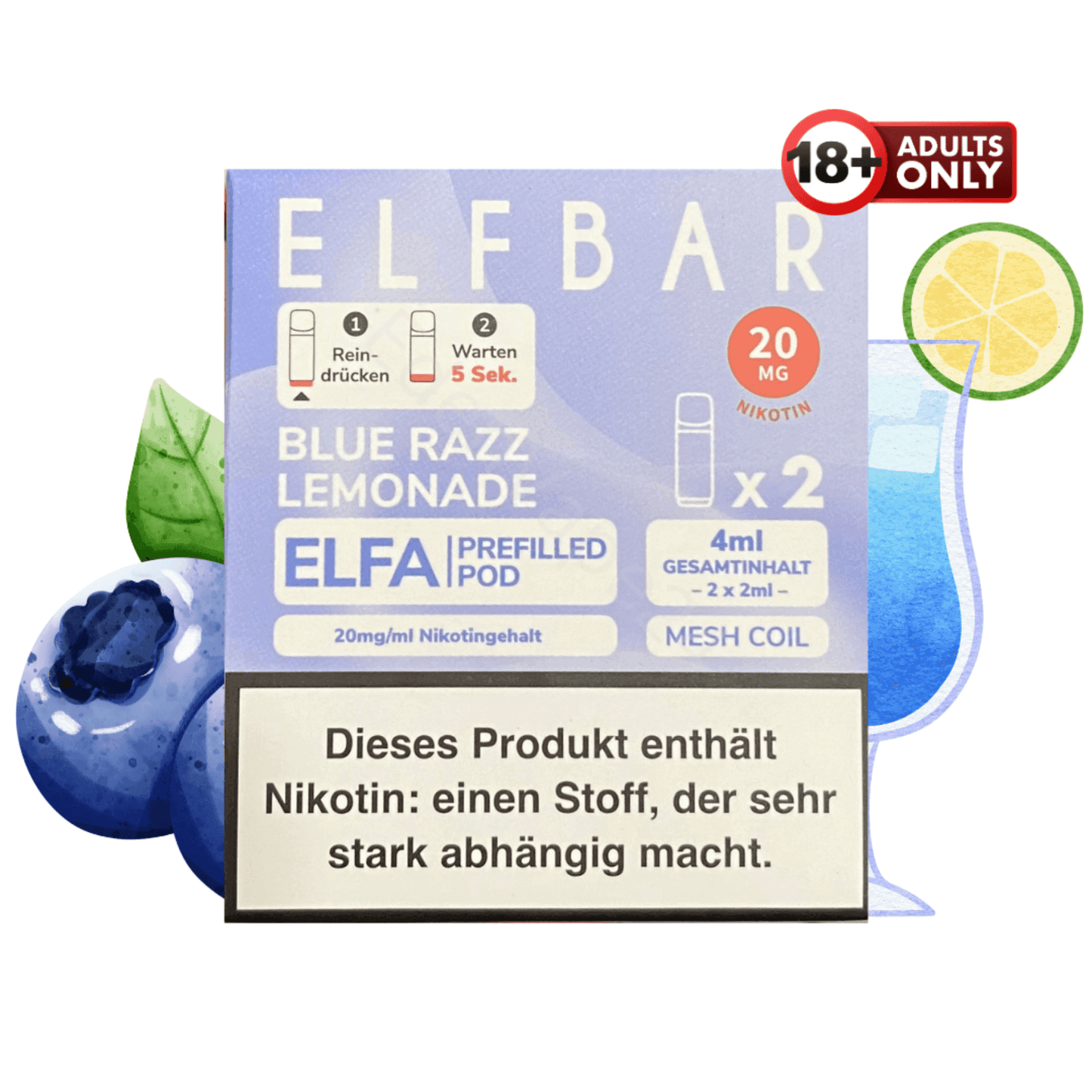 Elfbar ELFA Pod - Blue Razz Lemonade - EdenVape24