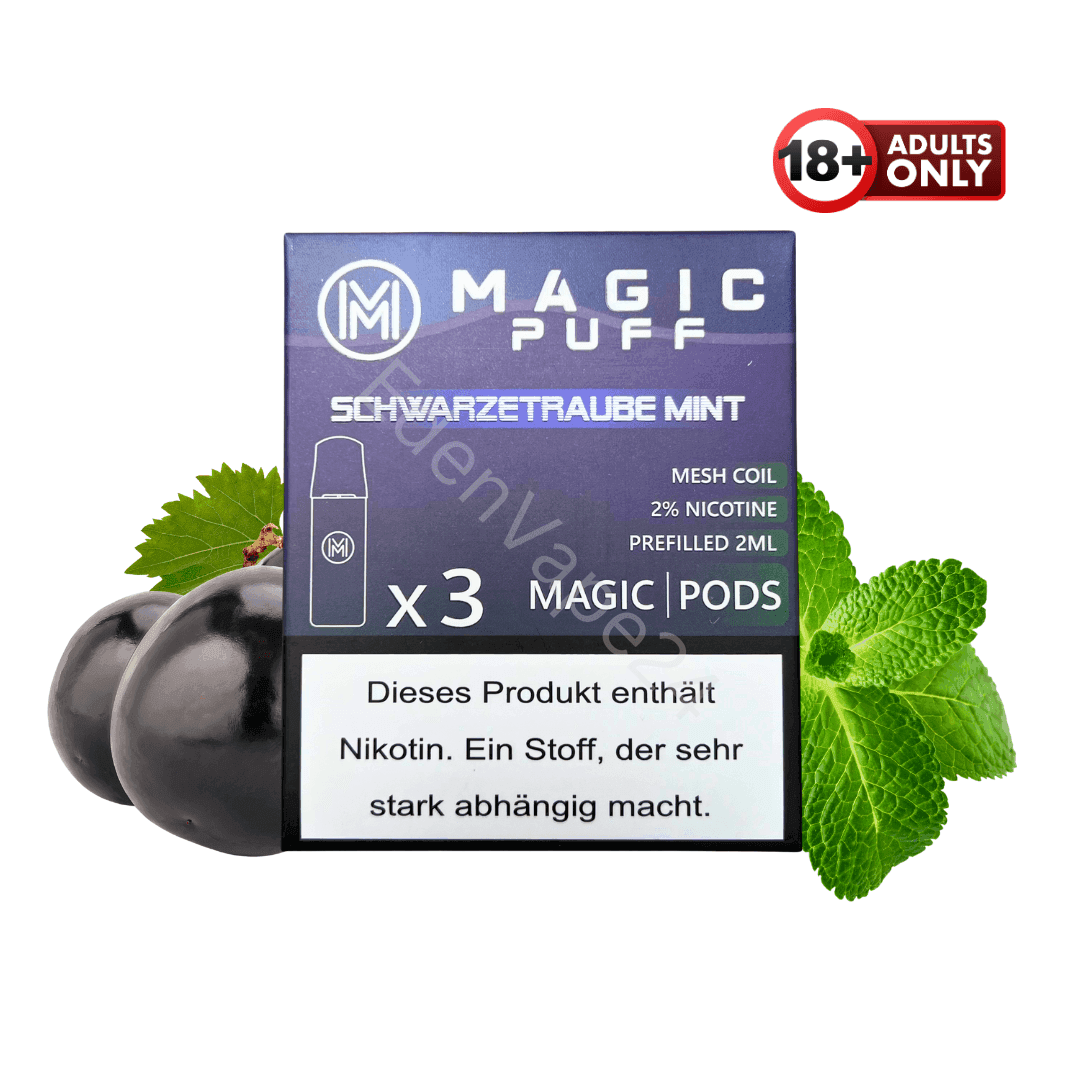 Magic Puff Pods - Schwarztraube Mint - EdenVape24
