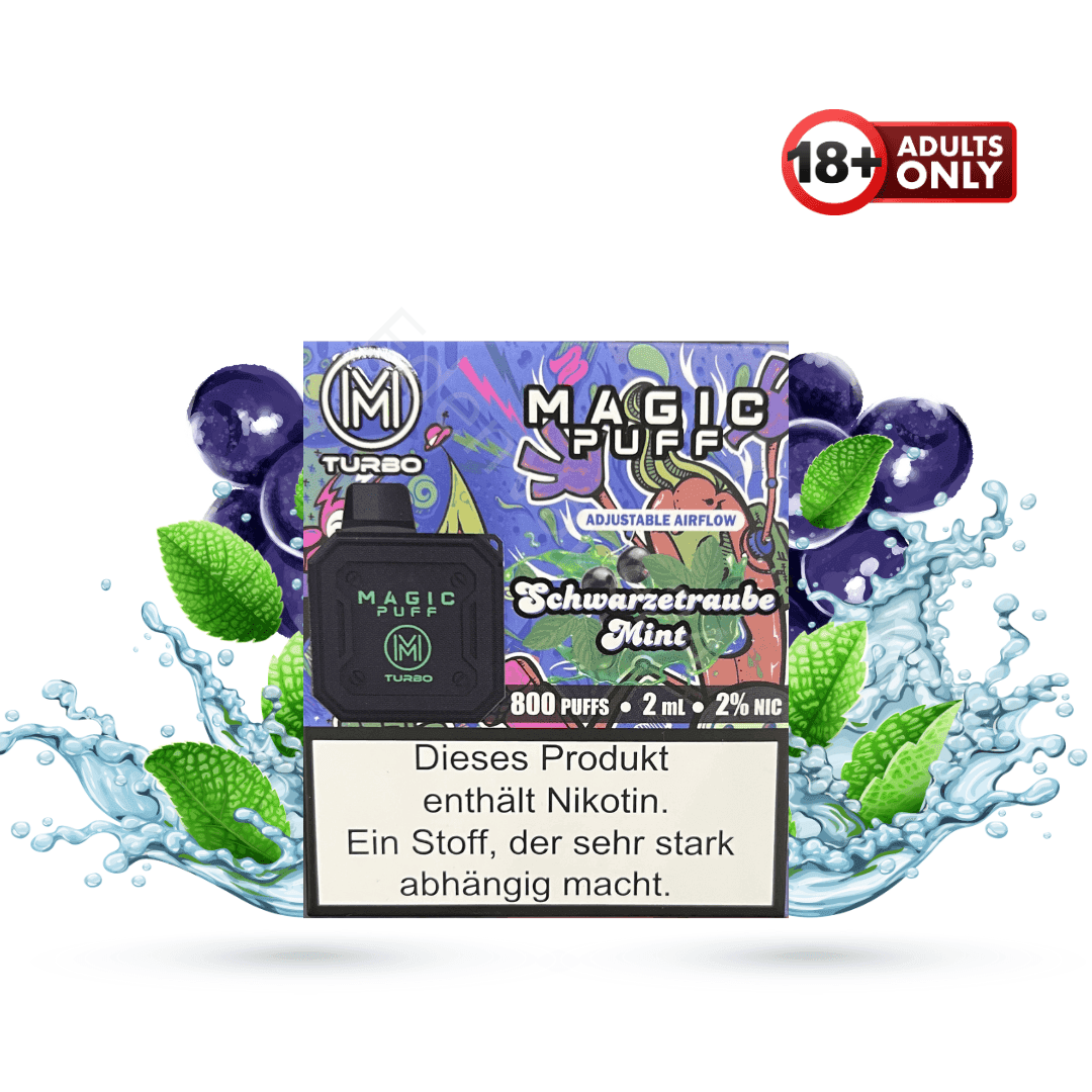 Magic Puff Turbo 800 Schwarztraube Minze - EdenVape24